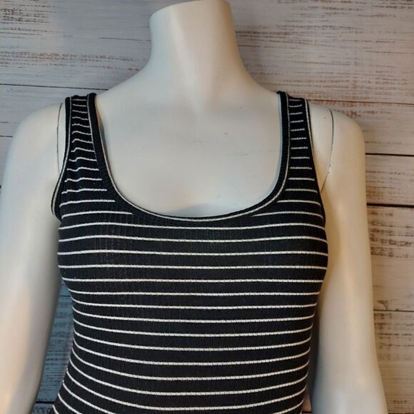 Sexy Black & White Striped Sleeveless Tank Dress - Picture 7 of 10
